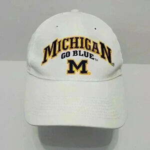 Michigan "Go Blue" M White/Gold Baseball Style Hat, Preloved, sz O/S
